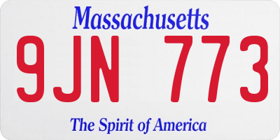 MA license plate 9JN773