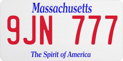 MA license plate 9JN777