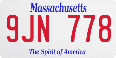 MA license plate 9JN778