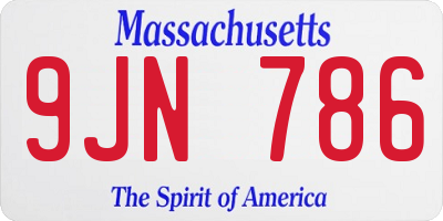 MA license plate 9JN786