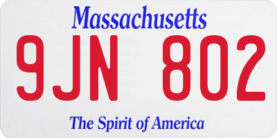 MA license plate 9JN802