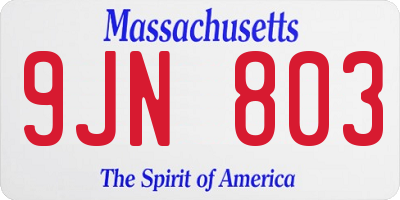 MA license plate 9JN803