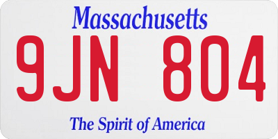 MA license plate 9JN804