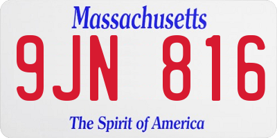 MA license plate 9JN816