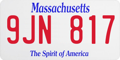 MA license plate 9JN817