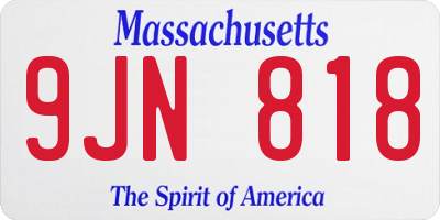 MA license plate 9JN818