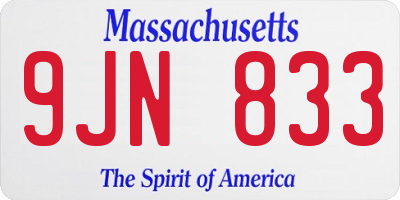 MA license plate 9JN833