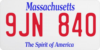 MA license plate 9JN840