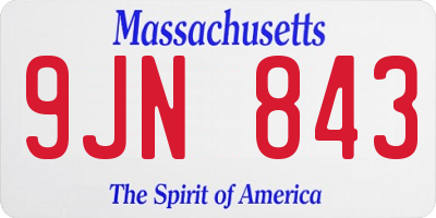 MA license plate 9JN843
