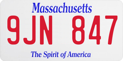 MA license plate 9JN847