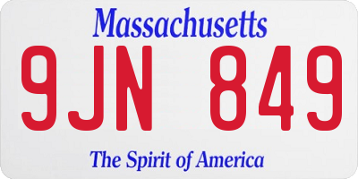 MA license plate 9JN849
