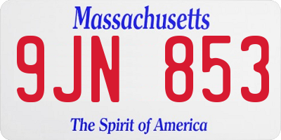 MA license plate 9JN853