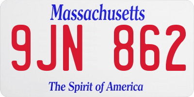 MA license plate 9JN862
