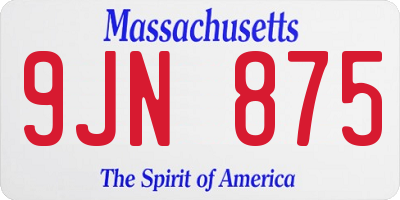 MA license plate 9JN875