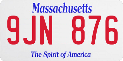 MA license plate 9JN876