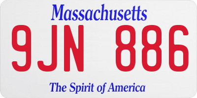 MA license plate 9JN886