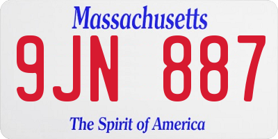 MA license plate 9JN887