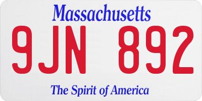 MA license plate 9JN892