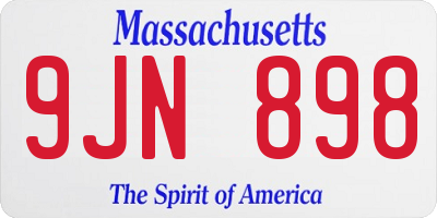 MA license plate 9JN898