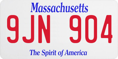 MA license plate 9JN904
