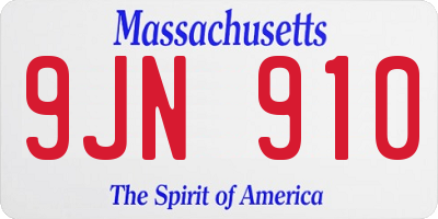 MA license plate 9JN910