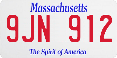 MA license plate 9JN912