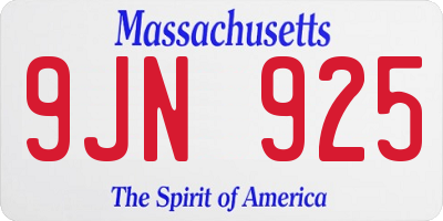 MA license plate 9JN925