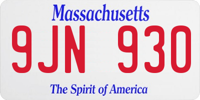 MA license plate 9JN930