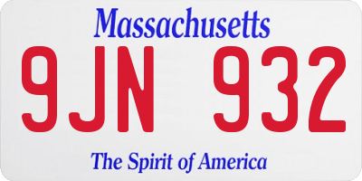 MA license plate 9JN932