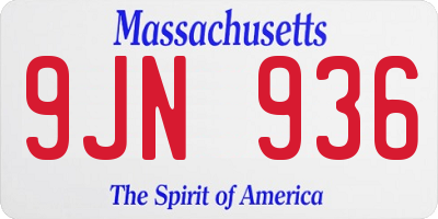 MA license plate 9JN936