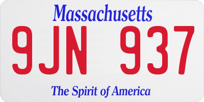 MA license plate 9JN937