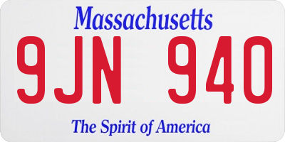 MA license plate 9JN940