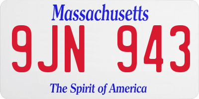 MA license plate 9JN943