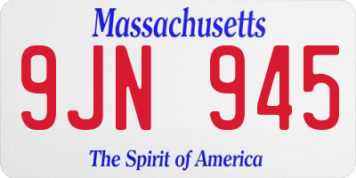 MA license plate 9JN945