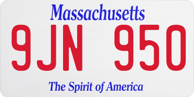 MA license plate 9JN950