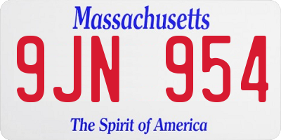 MA license plate 9JN954
