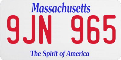 MA license plate 9JN965