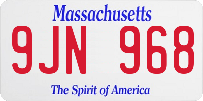 MA license plate 9JN968