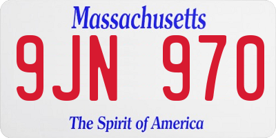 MA license plate 9JN970