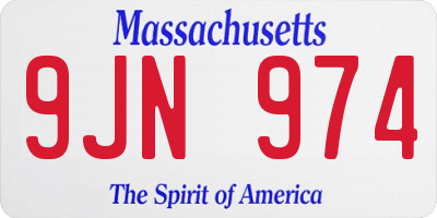 MA license plate 9JN974