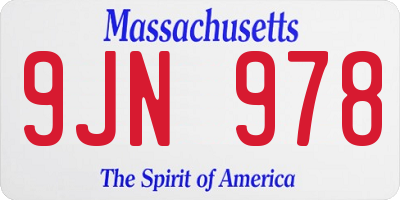 MA license plate 9JN978