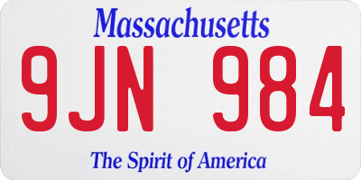 MA license plate 9JN984