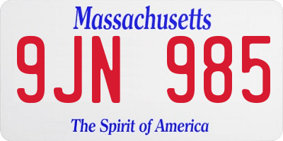 MA license plate 9JN985