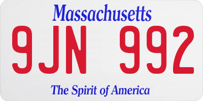 MA license plate 9JN992