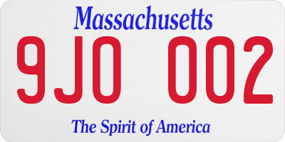 MA license plate 9JO002