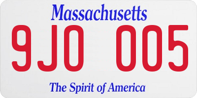 MA license plate 9JO005