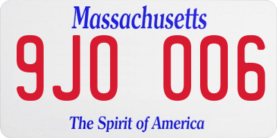 MA license plate 9JO006