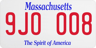 MA license plate 9JO008
