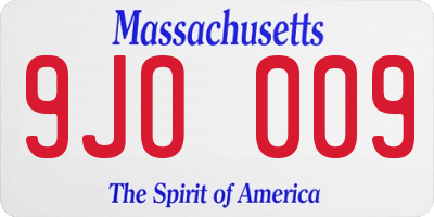 MA license plate 9JO009