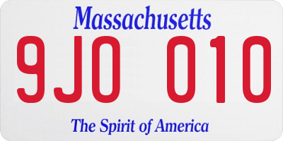 MA license plate 9JO010